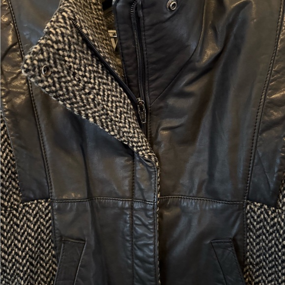 Women's vintage leather and wool Stylish Black and Gray Women's Jacket vintage 7 - Picture 3 of 7